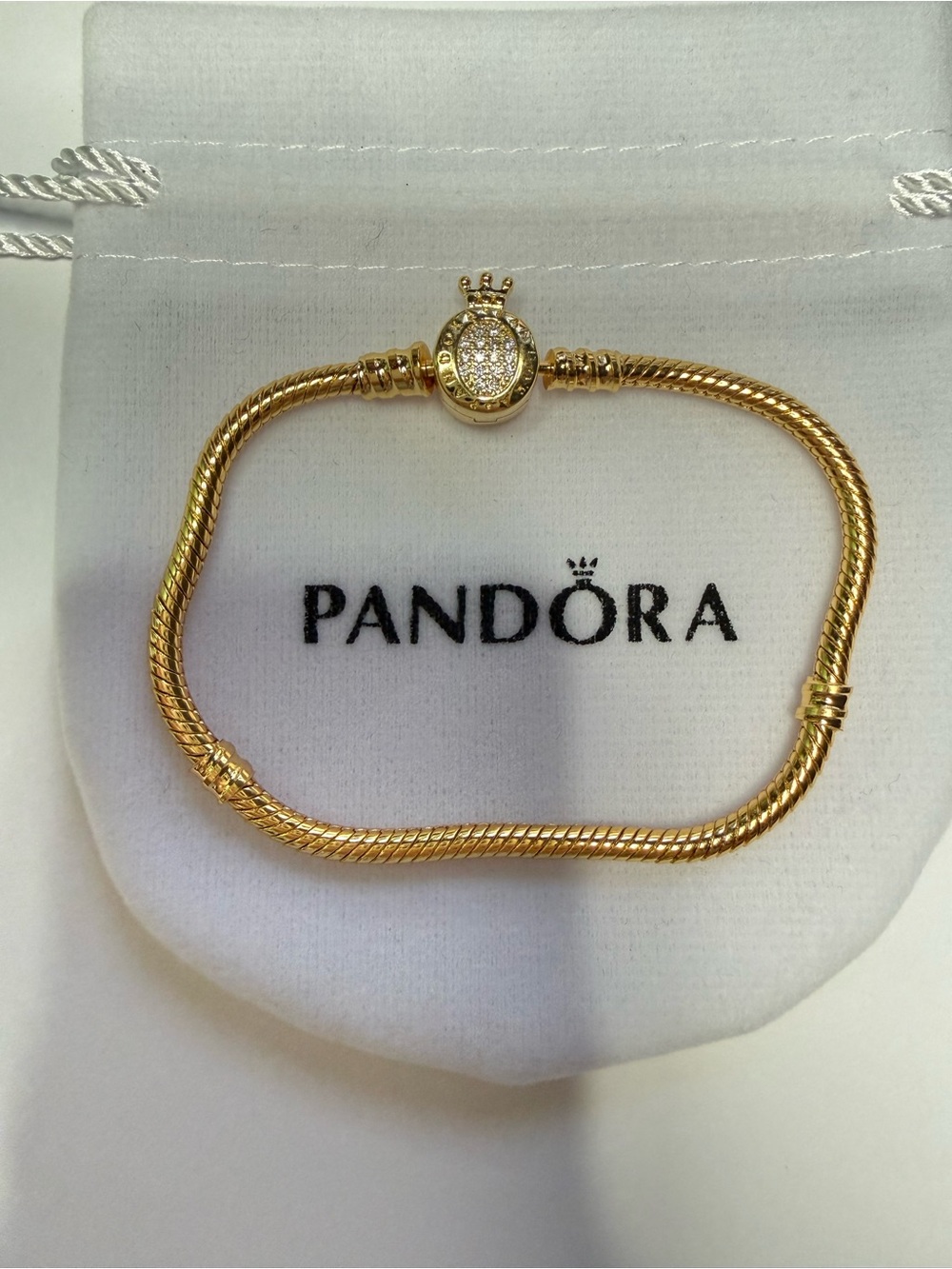 Pandora Bracelet — Gold-Plated, Crown Design 6.9 inch